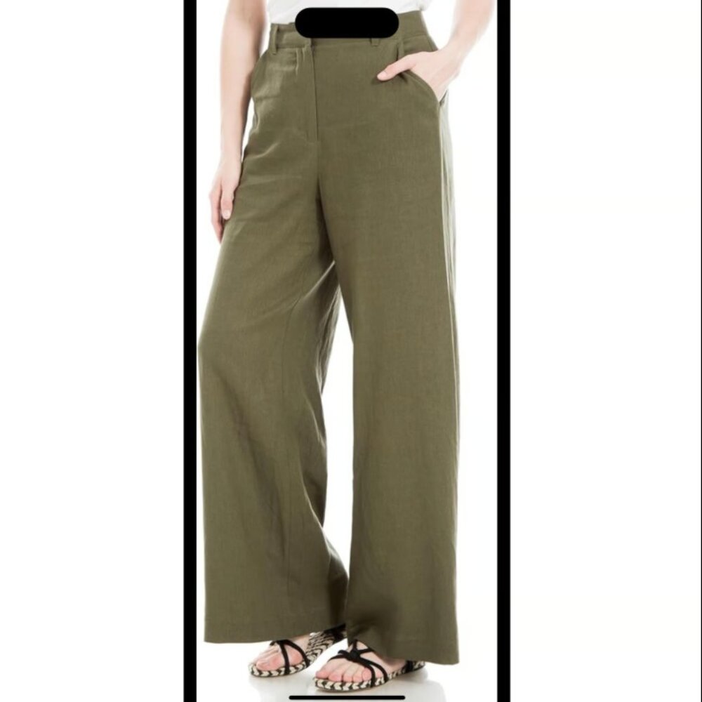 Max Studio Linen Blend Wide Leg Trousers